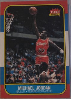 1986 Fleer Basketball (1986) 57 Michael Jordan — Rookie, graded PSA 8